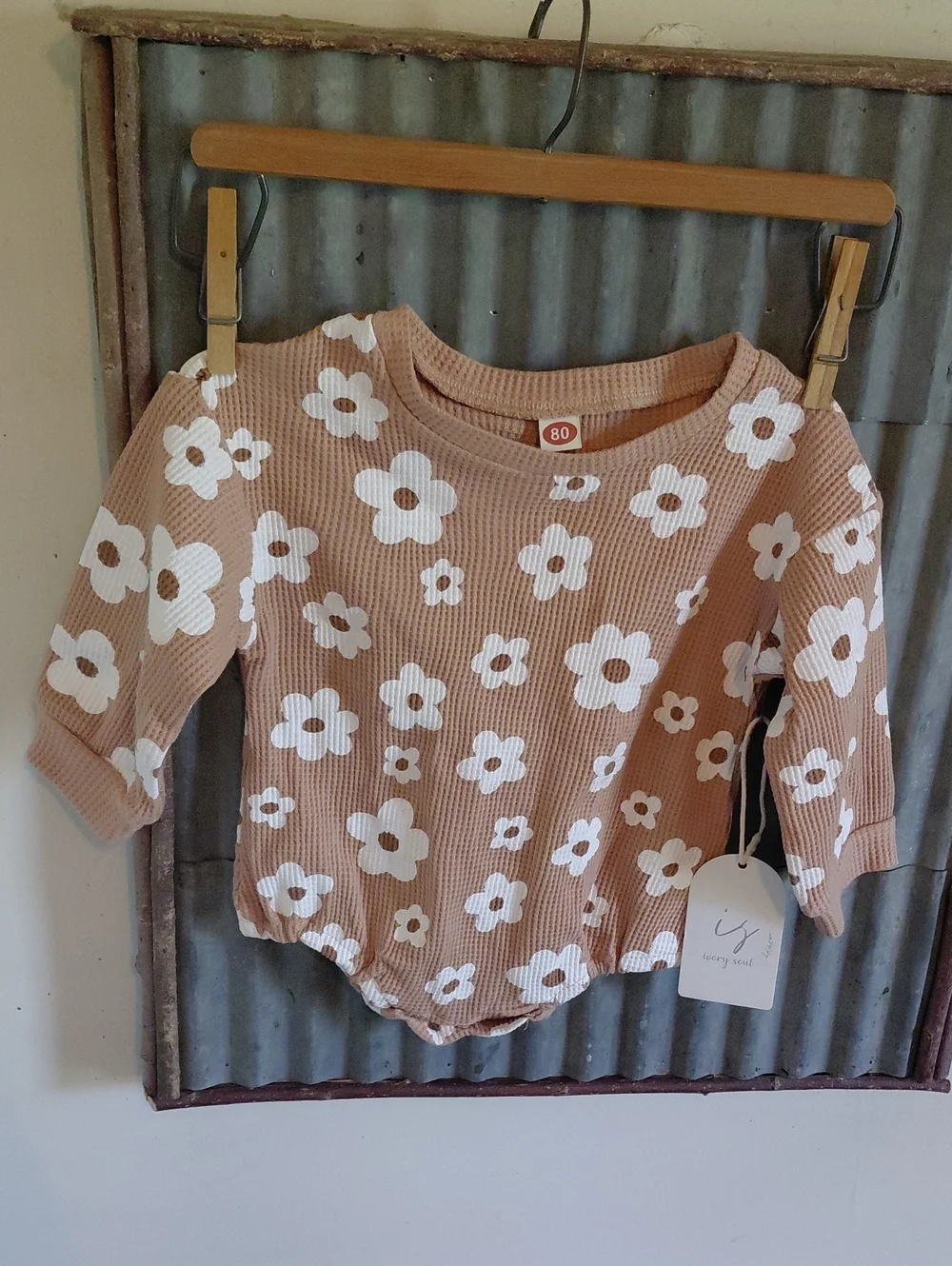 Floral Waffle Long Sleeve Onesie